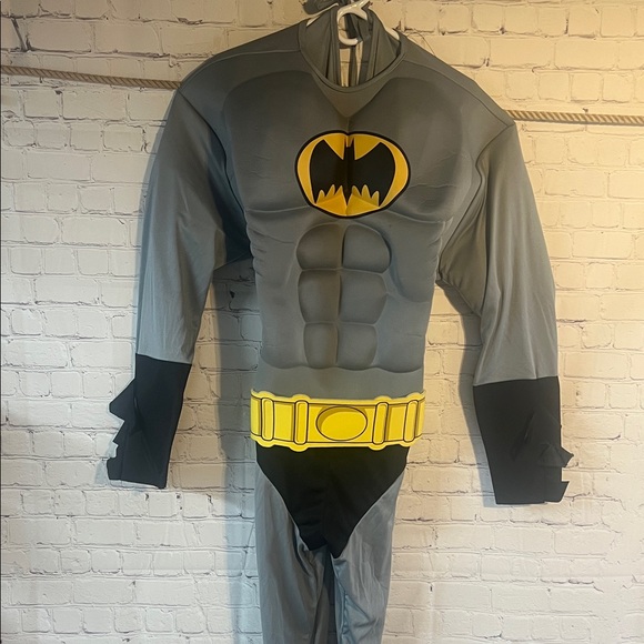 Men’s large Batman  Costume in Gray and Yellow. Big chest muscles!💪 great cond - Picture 1 of 7